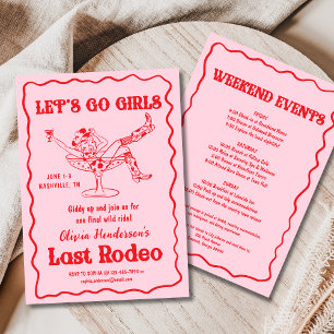 Rosa Låt oss Go Girls Nashville Bachelorette Party Inbjudningar
