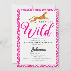 Rosa Låt oss Hämta Vild Coogar Leopard Bachelorett Inbjudningar