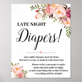 Rosa Late Night Diables-spel-skylt Babydusch Poster