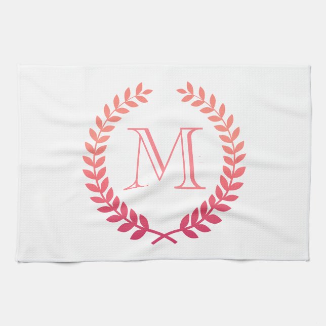 Rosa Laurel Wandan Monogram Kökshandduk (Horisontell)
