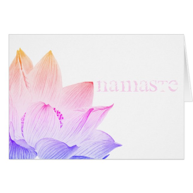 *~* Rosa Lavendel Blå Lotus Namaste Hälsningskort (Framsidan Horizontal)