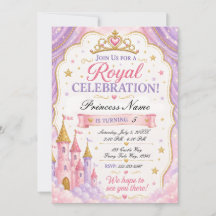Rosa Lavendel Prinsessa Inbjudan