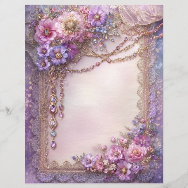 Rosa Lavendel Vintage Junk Journal Scrapbookpapper (Framsida)