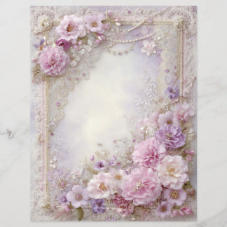 Rosa lavendel vintage skrotjournal scrapbookpapper