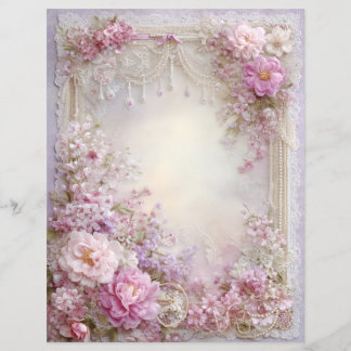 Rosa lavendel vintage skrotjournal scrapbookpapper