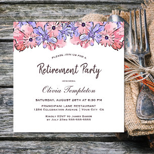 Rosa Lavender Blommigt Pension Party Inbjudningar