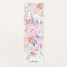 Rosa lavender blommigt vattencolor namn monogram