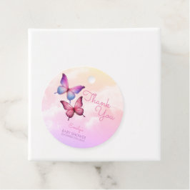 Rosa Lavender Butterfly Baby Shower Gåvor Etiketter