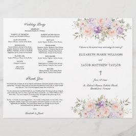Rosa Lavender Catholic Bröllop Ceremony Programme