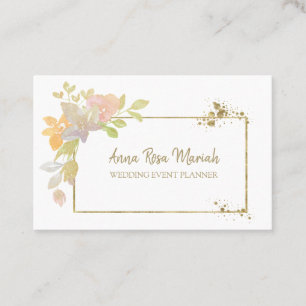 ** Rosa Lavender Elegant Guld Glitter Flower Visitkort