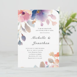 Rosa Lavender Flower Christian Bible Verse Bröllop Inbjudningar