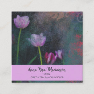 *~* Rosa Lavender Grått Tulip Shabby Vintage Grun Fyrkantigt Visitkort