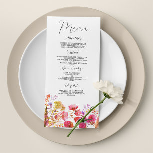 Rosa lavender lila wildblomma Bröllop Menu Program