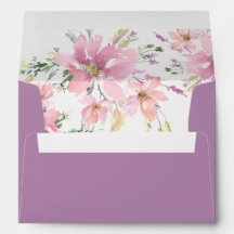 Rosa Lavender Watercolor Blommigt Bröllop