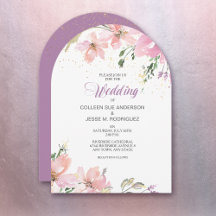 Rosa Lavender Watercolor Blommigt Bröllop