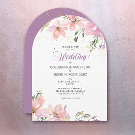Rosa Lavender Watercolor Blommigt Bröllop Inbjudningar
