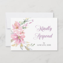 Rosa Lavender Watercolor Blommigt Bröllop OSA