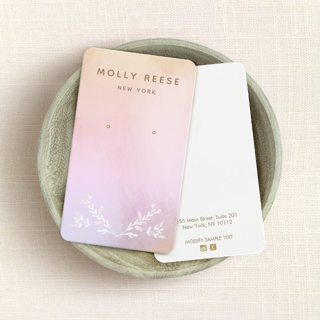 Rosa Lavender Watercolor Grenar Earring Visitkort (Skapare uppladdad)