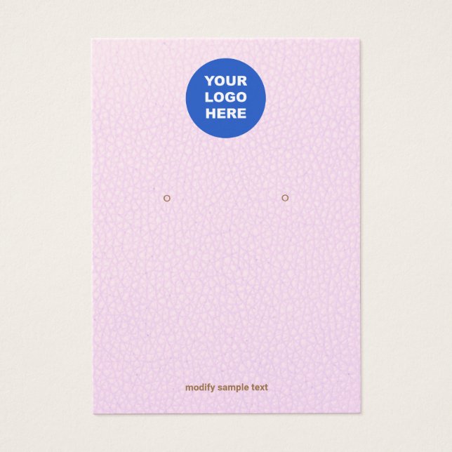 Rosa Leather Add your Logotyp Earring Visning Card Visitkort (Framsidan)