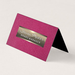 Rosa Leather Metallisk Guld Visitkort