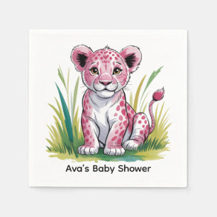 Rosa Lejon Baby Shower Pappersservett