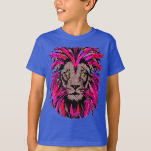 Rosa Lejon chef - Lejona Ansikte Porträtt Teckning T Shirt