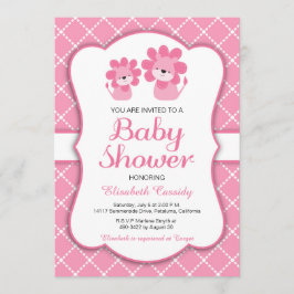 Rosa Lejon, Chevron Girl Baby Shower-inbjudan Inbjudningar