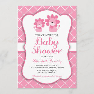 Rosa Lejon, Chevron Girl Baby Shower-inbjudan Inbjudningar