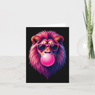 Rosa lejon som blåser bubbelgum kort
