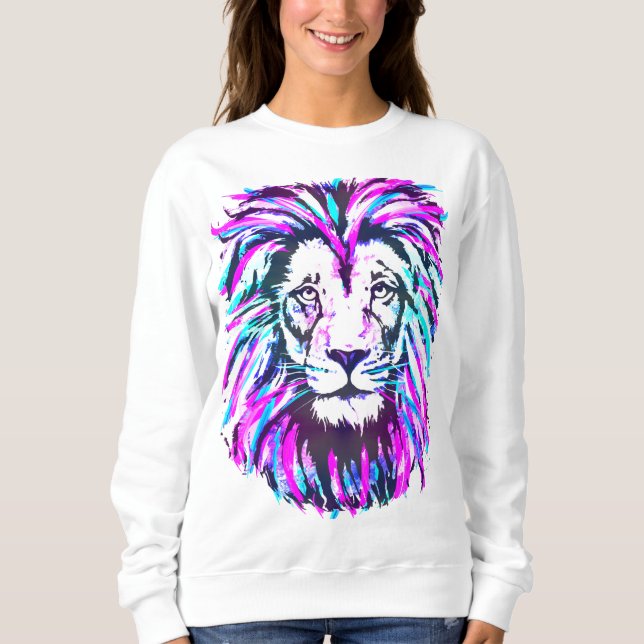 Rosa Lejona Ansikte - Lila Lejon svettskjorta T Shirt (Framsida)