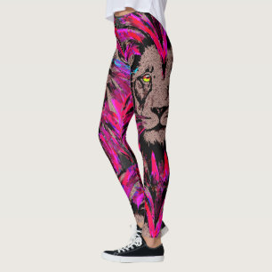 Rosa Lejona baljväxter - Lejona Ansikte Porträtt T Leggings