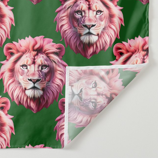 Rosa Lejonhuvud Djurmönsterdesign Grön  Tyg (Skapare uppladdad)