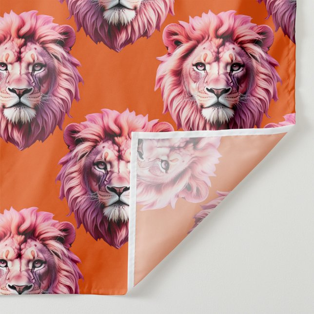 Rosa Lejonhuvud Djurmönsterdesign Orange  Tyg (Skapare uppladdad)