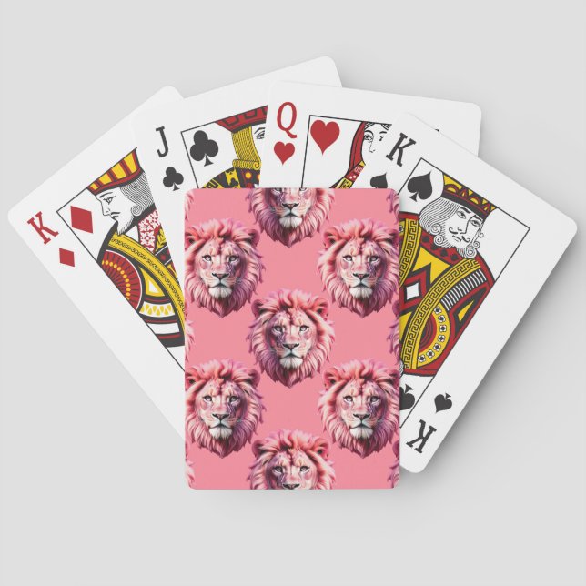 Rosa Lejonhuvud Djurmönsterdesign Rosa  Casinokort (Baksidan)