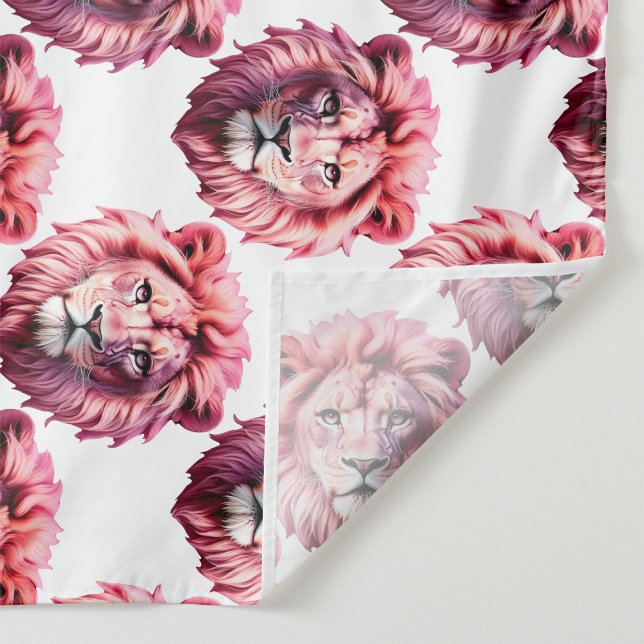 Rosa Lejonhuvud Djurmönsterdesign Vit  Tyg (Skapare uppladdad)