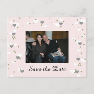 Rosa lekfulla hjärtan Save the Date Meddelande Vykort