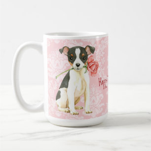 Rosa leksakfoxterrier för valentin kaffemugg