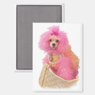 rosa leksaks poodle magnet, rosa poodle, kylskåp magnet