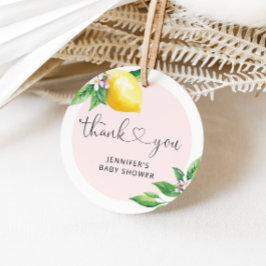 Rosa lemon babydusch Tack Gåvor Etiketter