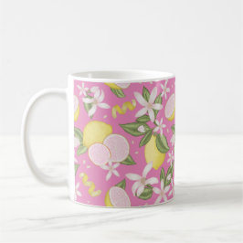 Rosa Lemon Blommigt Citrus Coffee Mugg