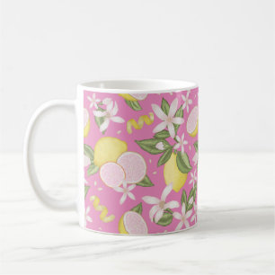 Rosa Lemon Blommigt Citrus Coffee Mugg