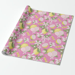 Rosa Lemon Födelsedagsfest Wrapping Papper Presentpapper