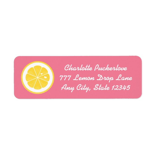 Rosa Lemon Heart- Returetiketter Stickers Returadress Etikett (Framsidan)