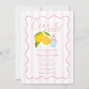 Rosa Lemon Italien Ciao Baby Shower Inbjudan