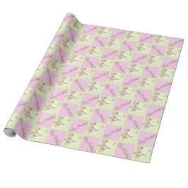 Rosa Lemon Lime Butterfly Birthday Wrapping Papper Presentpapper