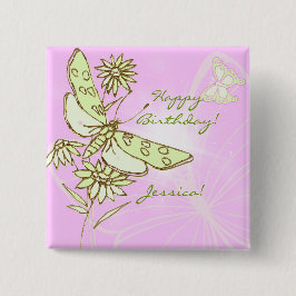 Rosa Lemon LIme Butterfly Butterfly Button Knapp