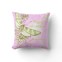 Rosa Lemon Lime Butterfly Dekorativ kudde