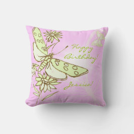 Rosa Lemon Lime Butterfly Dekorativ kudde