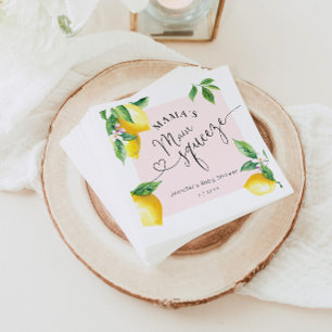 Rosa lemon mamas huvudklämma för babyduschservette pappersservett