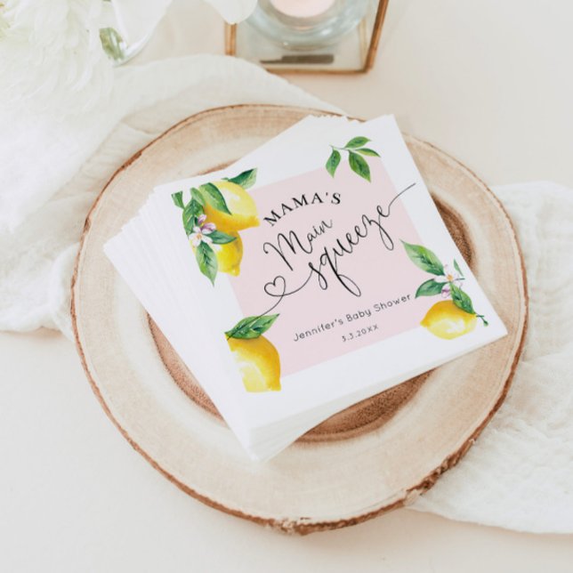 Rosa lemon mamas huvudklämma för babyduschservette pappersservett (Skapare uppladdad)